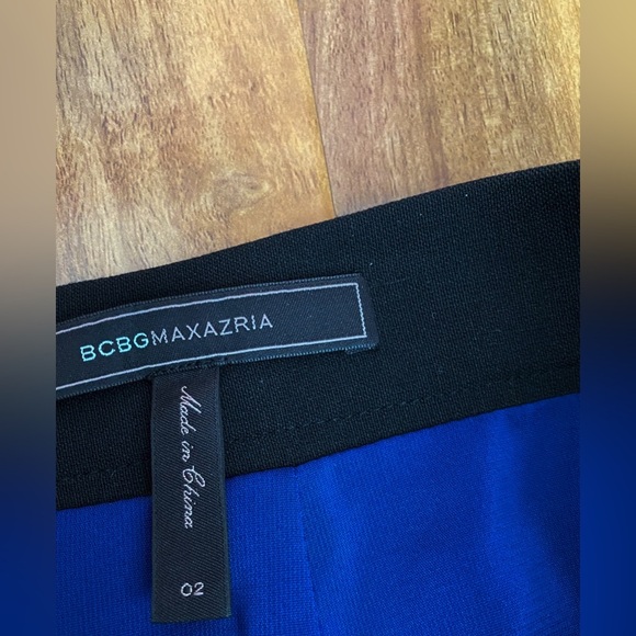 BCBGMAXAZRIA Jowell Sheath Pencil Colorblock Skirt Royal Blue Black Slit Formal - Picture 11 of 12